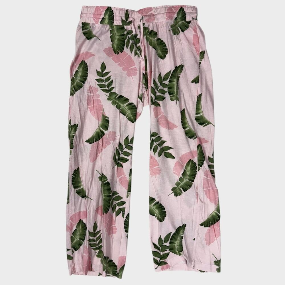 Simple Pleasures Womens Large Tropical Leaf Print Pajama Pants